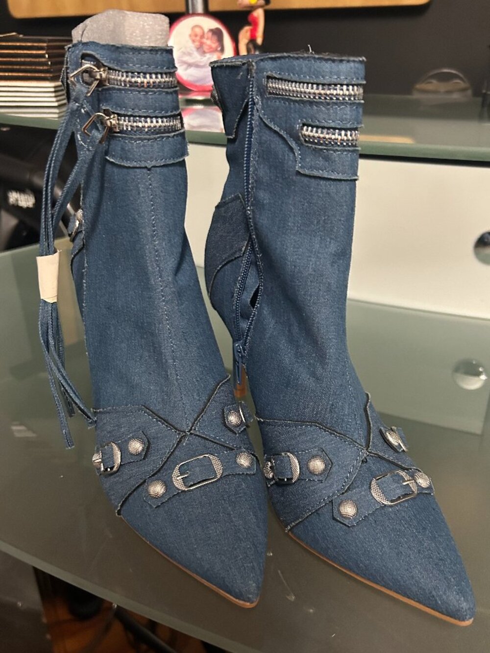 Denim High Heel Boots
